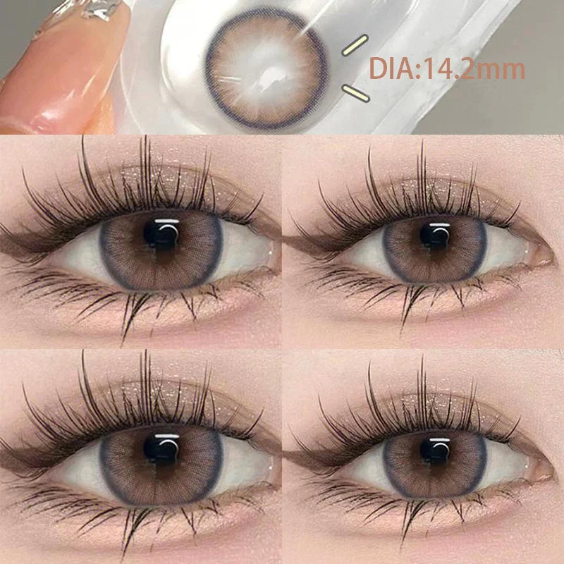 Lisslune | 2-piece Annual Colored Lenses For Eyes with Diopters Myopia Eye Beauty Pupil New Nature Student Color Cosmetic Blue