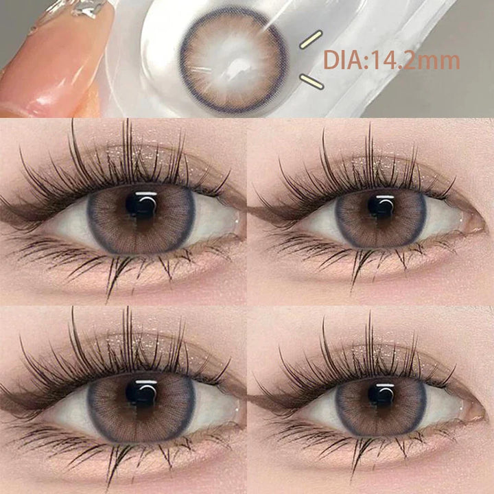Lisslune | 2-piece Annual Colored Lenses For Eyes with Diopters Myopia Eye Beauty Pupil New Nature Student Color Cosmetic Blue