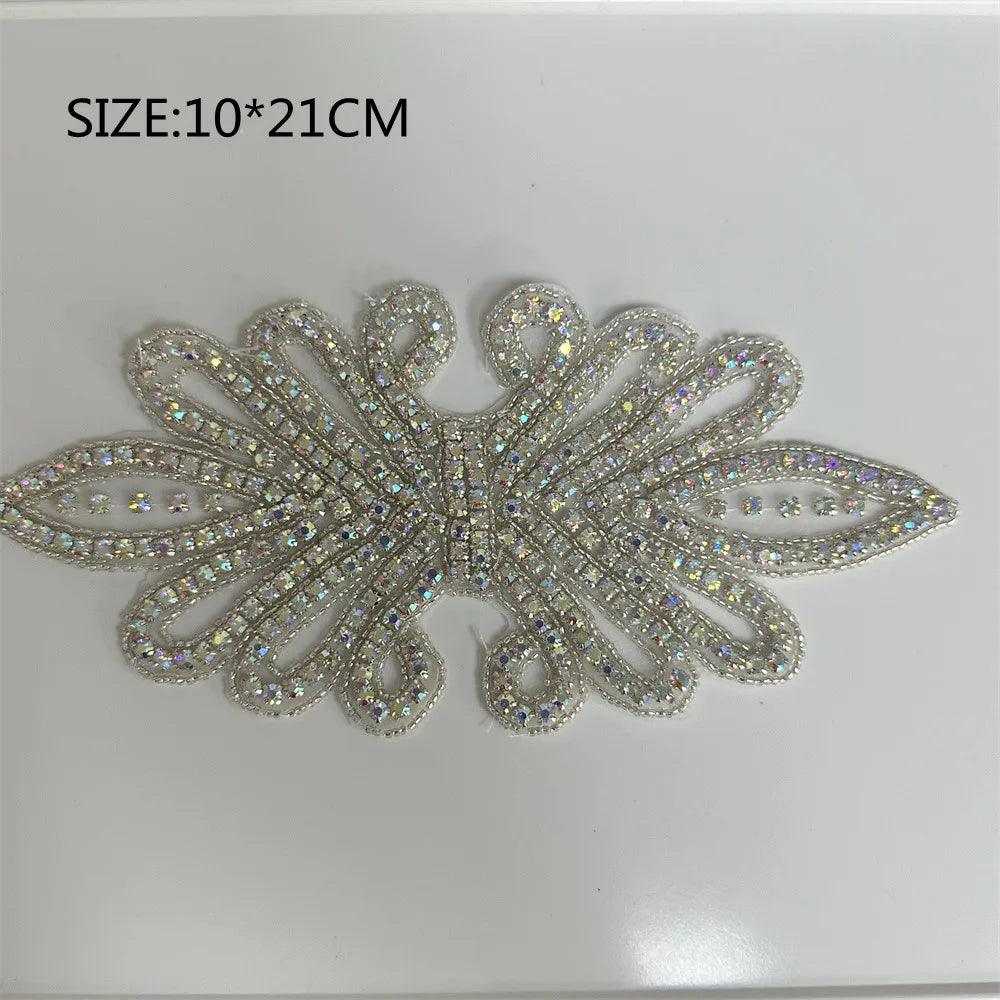 Lisslune | Shining Silver Rhinestone Flower Appliqué: Elegant Fashion Upgrade Accessory