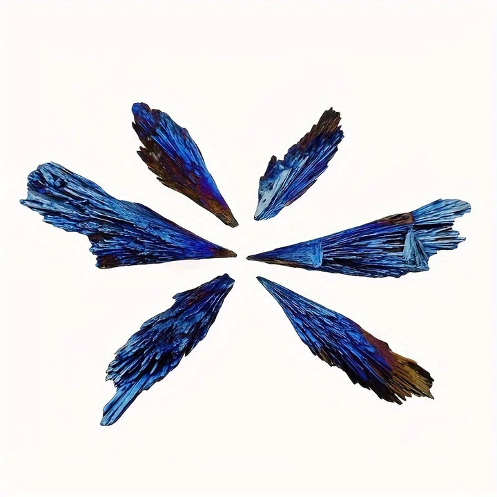 Rynx | Peacock Blue Tail Flame Feather Black Topaz Crystal Cluster-original Stone, Craft Galvanization Mineral Sample