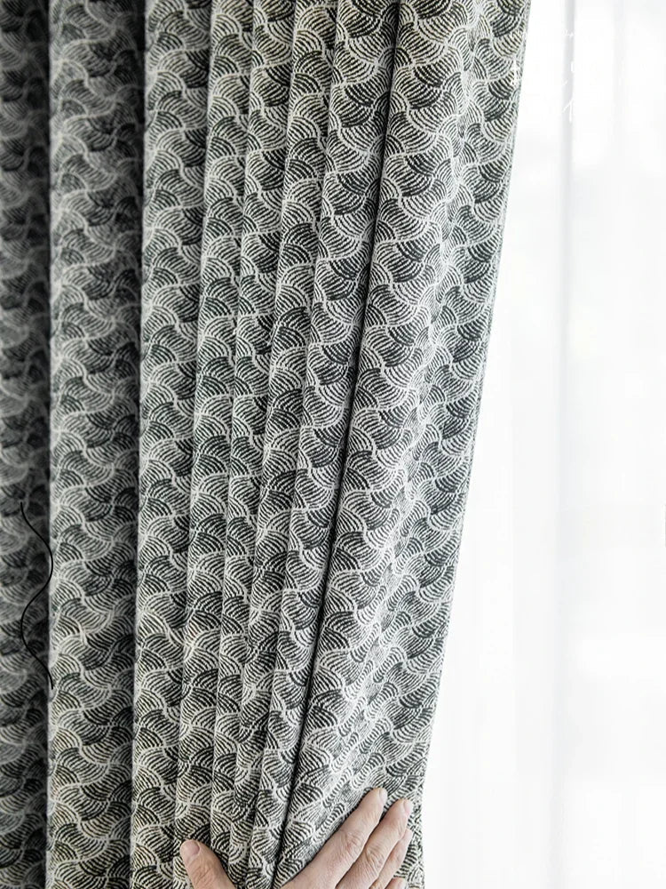 Rynx | Modern Luxury Living Room Foot Curtains Lines Creative Art Bedroom Decorative Curtains Jacquard Blackout Study Curtains Cortina