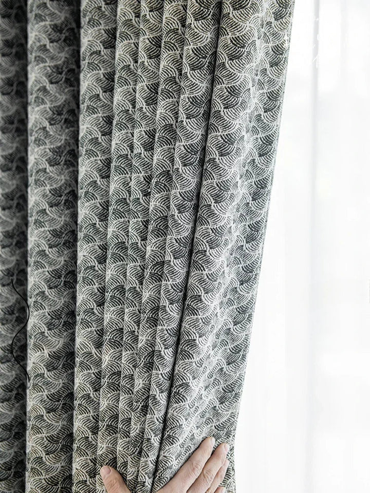 Rynx | Modern Luxury Living Room Foot Curtains Lines Creative Art Bedroom Decorative Curtains Jacquard Blackout Study Curtains Cortina