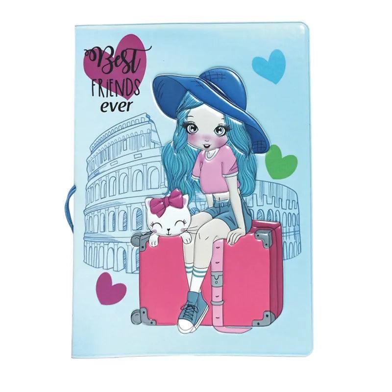 Lisslune | Chic 3D Printed Passport Holder with Card Slots and Synthetic Leather Texture