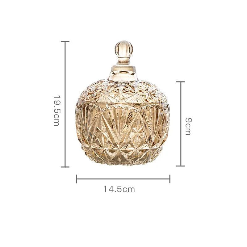 Lisslune | Amber Radiance Crystal Glass Storage Jar with Lid for Jewelry and Event Decor