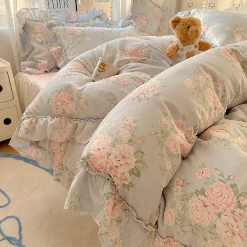Rynx | Cute Print Bed Sheet Set Girls' Room Bedding Set Single/Double/Queen/King Size Bedding Set Soft Bedding sábanas para cama