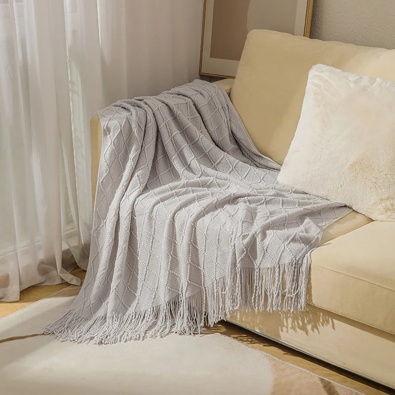 Lisslune | purple diamond knit blanket