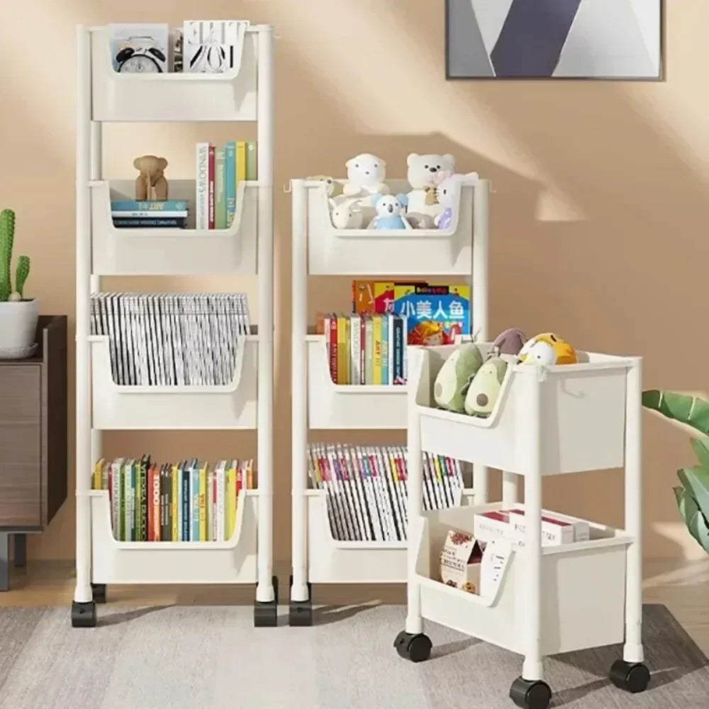 Rynx | Trolley Bookshelf Kitchen Storage Rack Kitchen Corner Cabinet Narrow Slot Storage Cabinet Bathroom Living Room Home Organizer