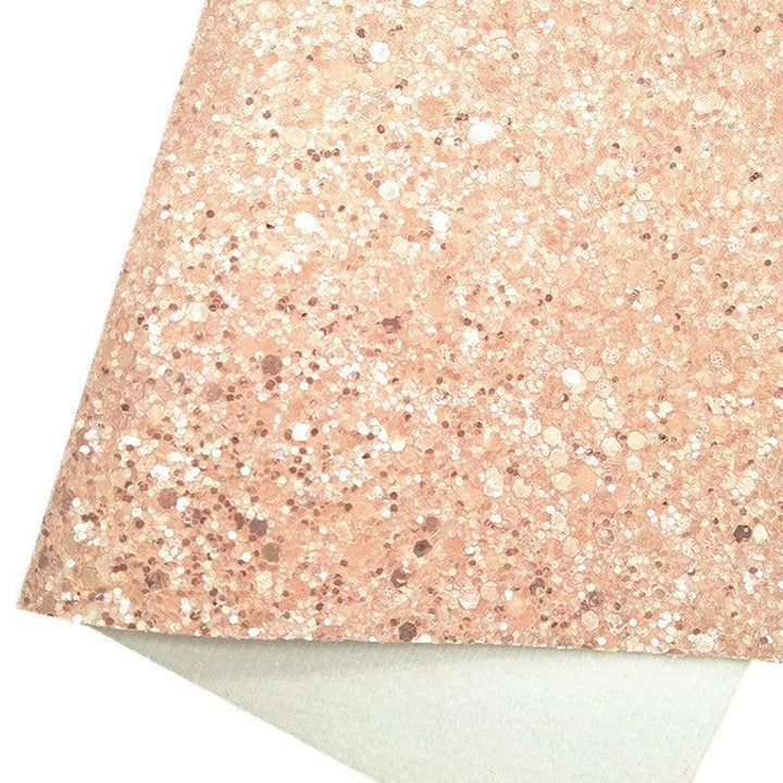 Lisslune | Glamorous Chunky Glitter Peony Pattern Synthetic Leather - Essential for Crafters