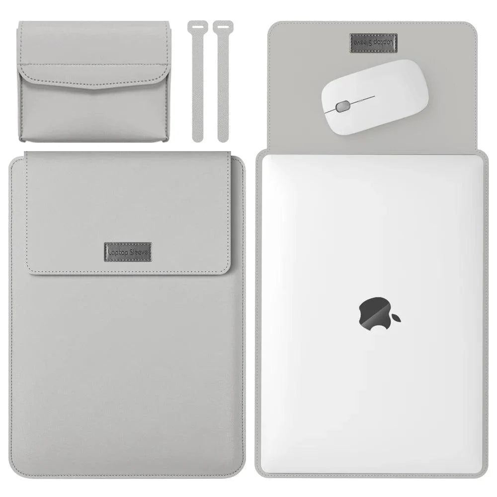Lisslune | Elegant 13-inch PU leather MacBook Air Pro sleeve set with medium-sized bag & cable organizers
