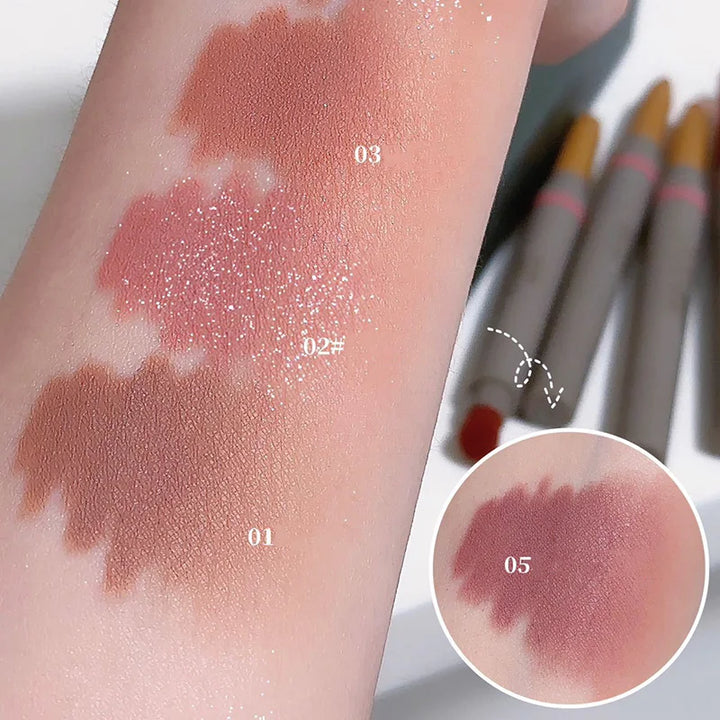 Rynx | Double-sided silky matte eyeshadow pencil Rose Brown Glitter Nude eyeshadow pencil with eyeshadow halo color brush 2 in 1