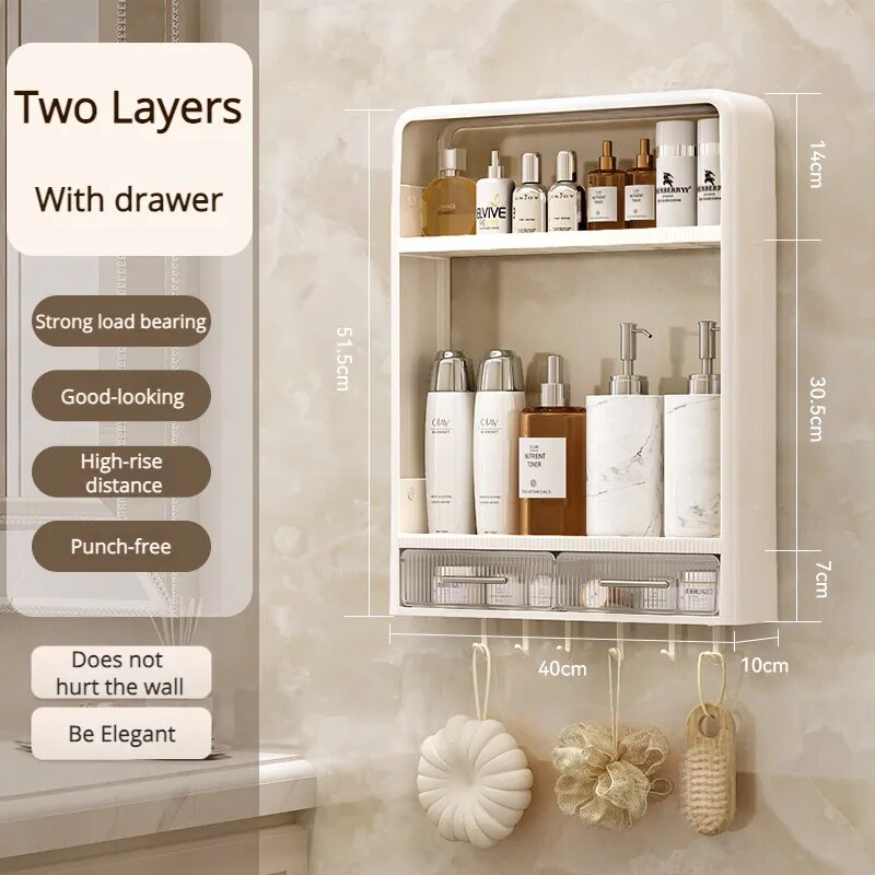 Lisslune | Home Essential Punch-Free Bathroom Organizer Shelf
