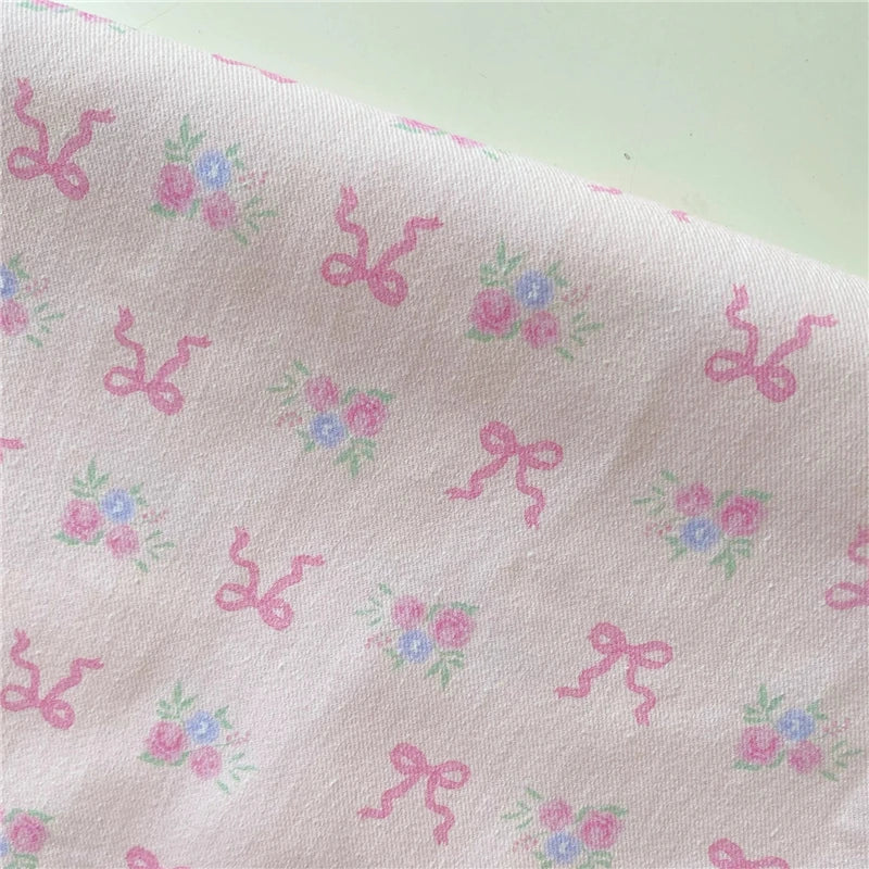 Rynx | Pure cotton twill color love tulip bow rose fabric skirt bag trousers handmade DIY sewing fabric elegant bedding tablecloth