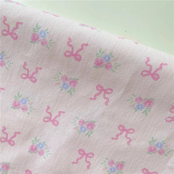Rynx | Pure cotton twill color love tulip bow rose fabric skirt bag trousers handmade DIY sewing fabric elegant bedding tablecloth