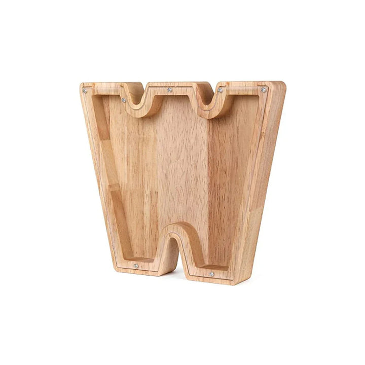 Lisslune | Wooden Alphabet Piggy Bank with Transparent Viewing Window for Stylish Saving