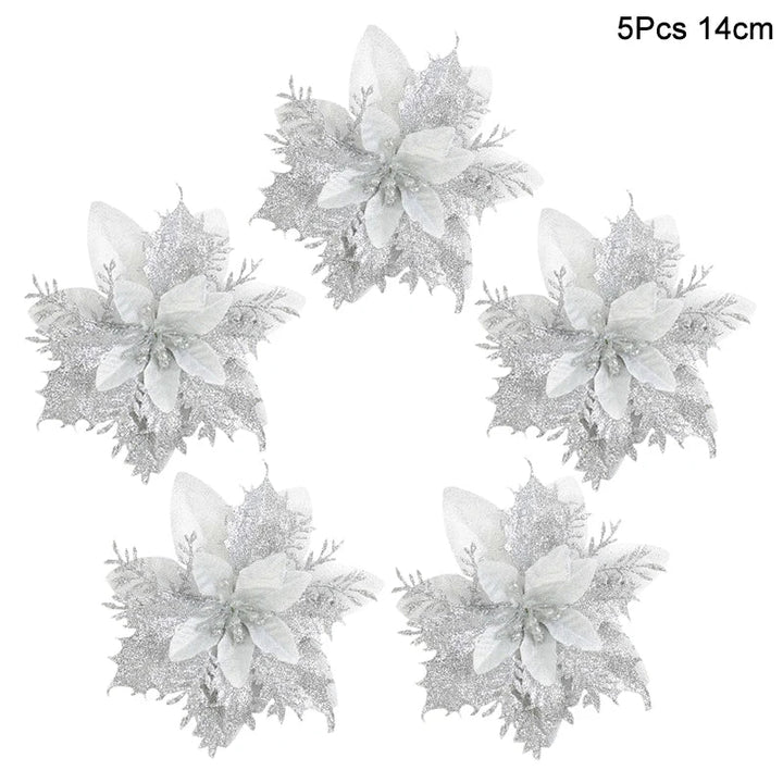 Rynx 5 Piece Christmas Red Berries Artificial Flower Pine Cone Branch Christmas Tree Decorations Ornament Gift Packaging Home DIY Wreath