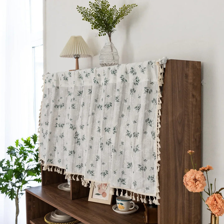 Rynx | Korean Cotton Daisy Curtains Road Pocket Shade Curtain Floral Tassels for Kitchen Bedroom Living Room Windowsill Wardrobe Curtain
