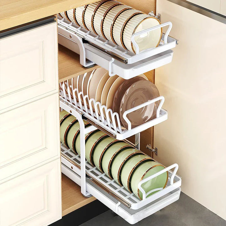 Lisslune | Kitchen Cabinet Sliding Storage Dish Rack