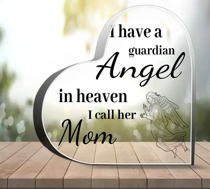 Rynx | Bird Angel Sky Print Acrylic Heart Plaque Durable Memorial Gift for Loss of Mom Dad Grandma Grandmother Table Decoration