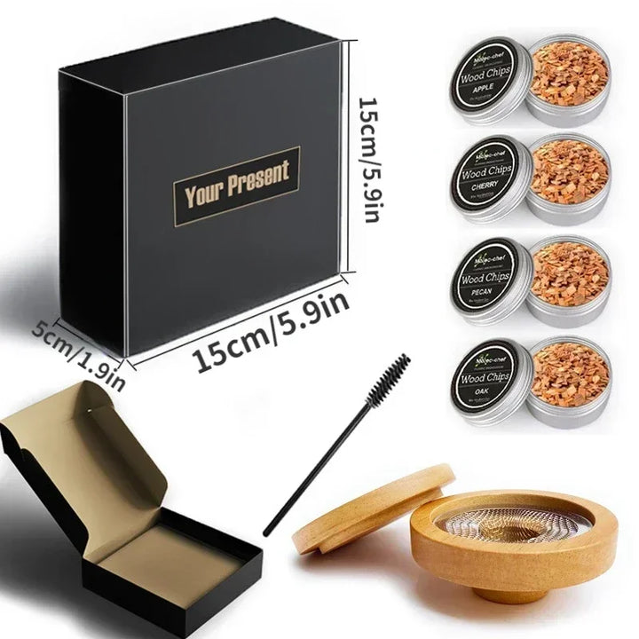 Lisslune | Wooden Cocktail Smoker Kit: Enhance Your Drinks with a Smoky Flavor - Ideal for Whiskey and Bar Accessories