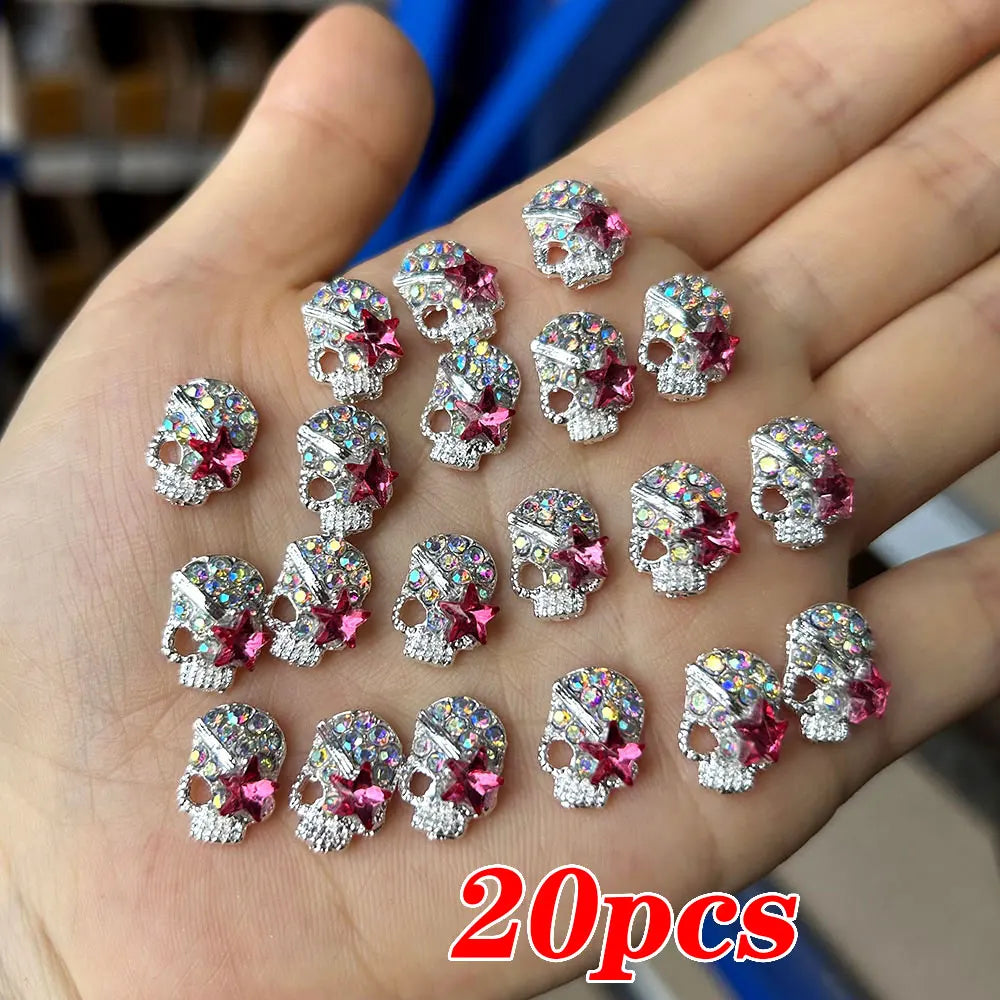 Rynx | 20 pieces/bag 3D Cherry Nail Charms Red & Pink Cherry Nail Rhinestones Nail Gemstones Nail Glitter Stud Fruit Nail Slices for Nail Jewelry