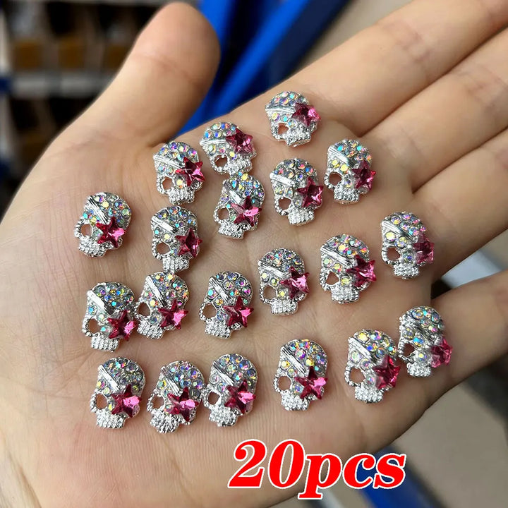 Rynx | 20 pieces/bag 3D Cherry Nail Charms Red & Pink Cherry Nail Rhinestones Nail Gemstones Nail Glitter Stud Fruit Nail Slices for Nail Jewelry