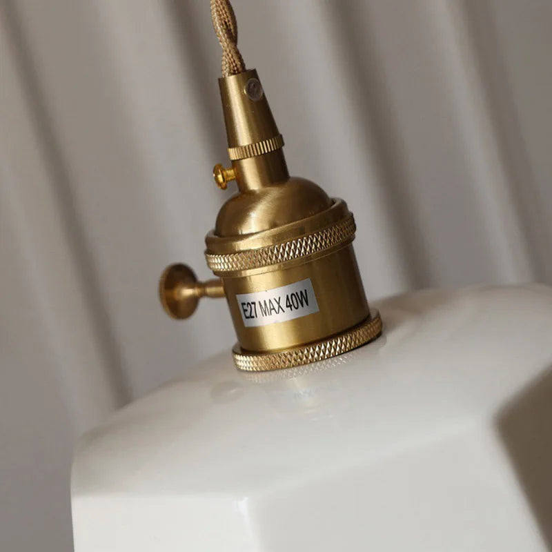 Lisslune | Japanese retro ceiling lamp made of embellished brass, printed ceramic
