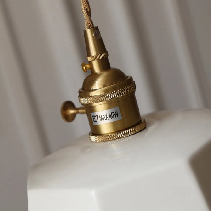 Lisslune | Japanese retro ceiling lamp made of embellished brass, printed ceramic