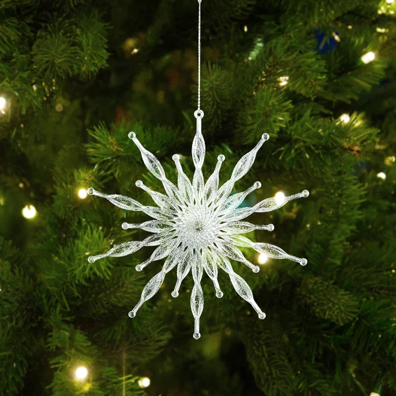 Rynx Christmas Tree Transparent Snowflake Hanging Ornaments Acrylic Pendants 2024 Christmas Decoration for Home Navidad Gifts New Year
