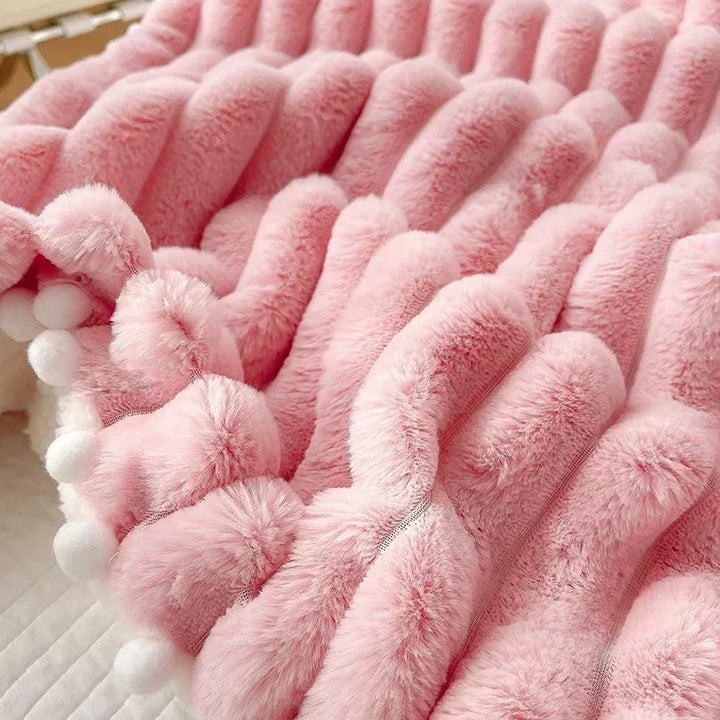Rynx Toskana Synthetic Rabbit Fur Warm Weighted Blankets for Bed Luxury Synthetic Lamb Wool Double Blanket Soft Fluffy Warmth Double Blanket