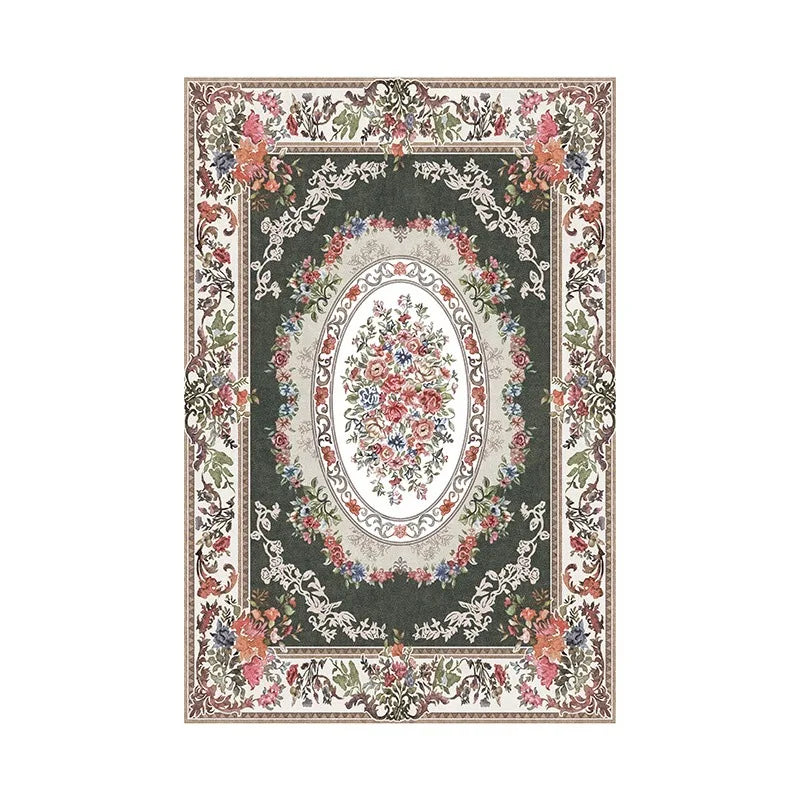 Rynx | French Romantic Rug Floral Large Area Living Room Decoration Rugs Comfortable Soft Bedroom Rugs Rose Flower Rug Wallpaper IG