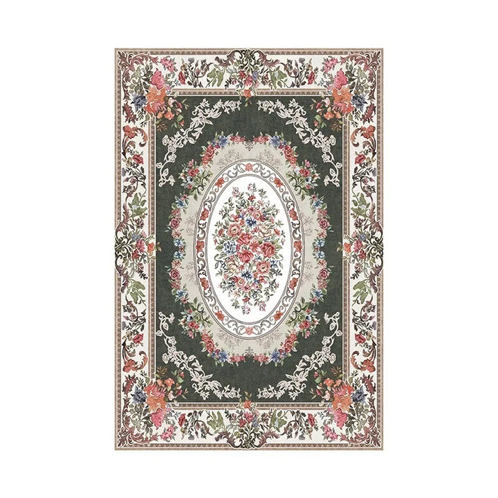 Rynx | French Romantic Rug Floral Large Area Living Room Decoration Rugs Comfortable Soft Bedroom Rugs Rose Flower Rug Wallpaper IG