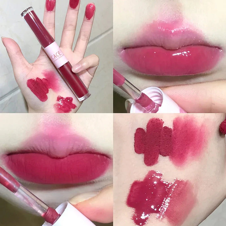 Rynx | Double Head Lip Lacquer Mirror Gel Lipstick Matte Fog Lip Mud Long-lasting Moisturizing Lip Gloss Tint Korea Makeup Women Cosmetics