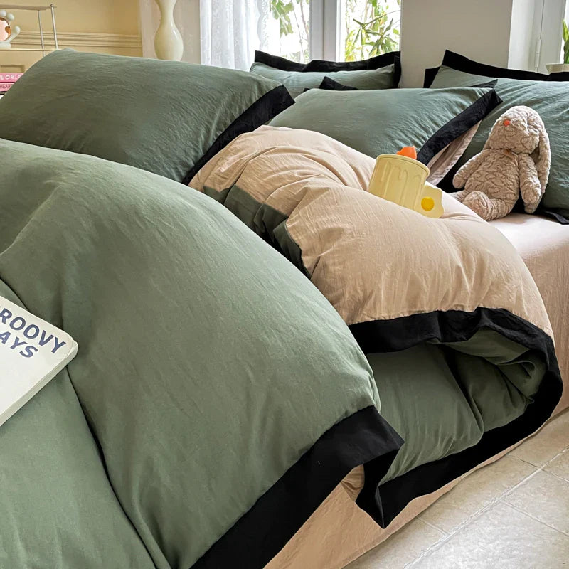 Rynx Ins Style Bedding Set Heavyweight Heavy Water Washable Wool Style Double Color Bedding Sheet Cover Pillowcase Set For Summer Winter