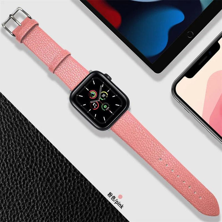 Lisslune | Crimson Glitter Leather Apple Watch Band - Luxe Sparkle Strap
