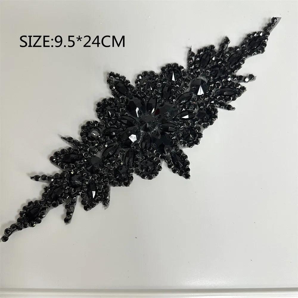 Lisslune | Shining Silver Rhinestone Flower Appliqué: Elegant Fashion Upgrade Accessory