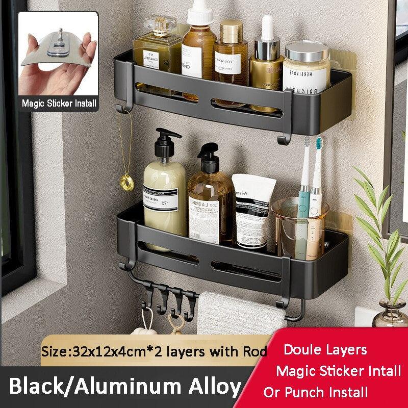 Lisslune | Stylish Aluminum Corner Shelf without Drilling for Easy Installation