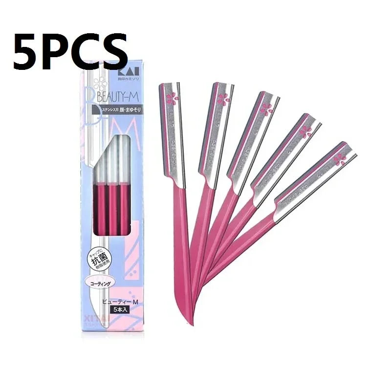 Rynx | 5pcs Eyebrow Epilator Sets Facial Razor Portable Stainless Steel Hair Removal Safety Eyebrow Trimmer Women's Makeup Tools
