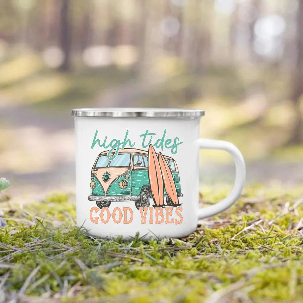 Lisslune | Nature's Adventure Enamel Mug: The Essential Companion for Outdoor Enthusiasts