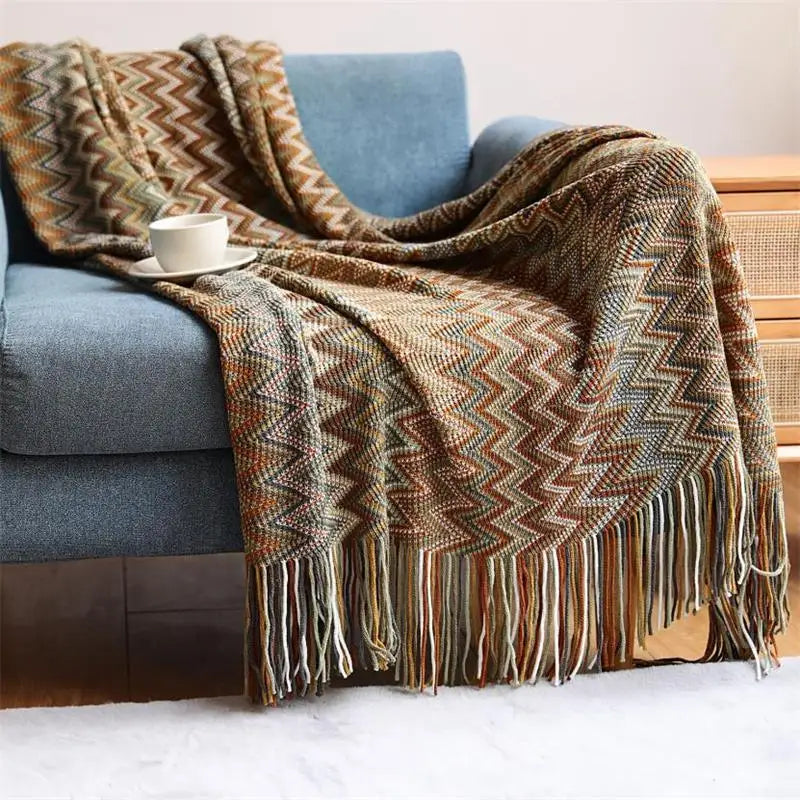 Lisslune | Colorful Chevron Knit Blanket