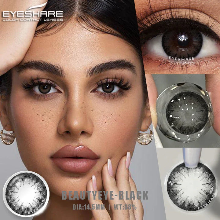Rynx | 1 Pair colored contact lenses for eyes Black lenses Cosmetic large eye lenses Gray pupil lenses Yearly Natural eye contacts