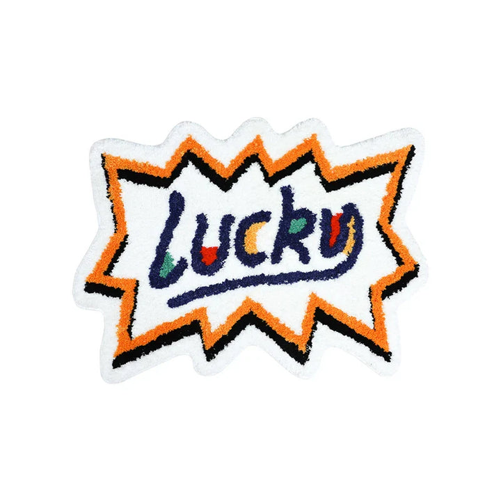 Rynx | Tufting Lucky Bedroom Rug Soft Letter Rug Bathroom Mat Kids Room Bedside Mat Aesthetic Home Winter Warm Decoration