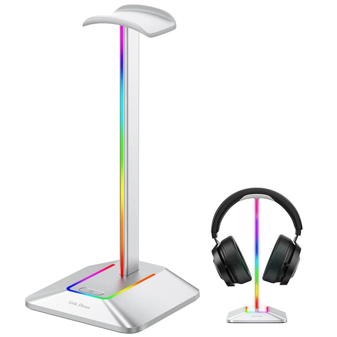 Lisslune | Link Dream Z8 LED Gaming Headset Stand with USB Type-C Connectivity - Elegant Silver Aluminum Headphone Organizer