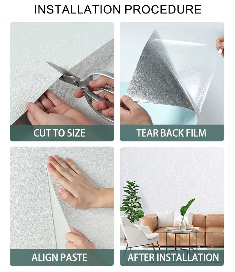Lisslune | 3D Linen Self-Adhesive Waterproof Wall Sticker