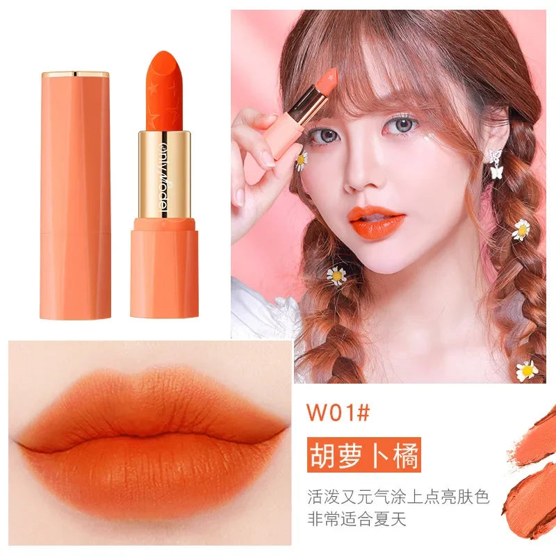 Rynx | Orange Lipstick Velvet Matte Lipsticks Waterproof Long-lasting Lipstick Velvet Lip Color Women's Cosmetics Sexy Lip Paint Makeup