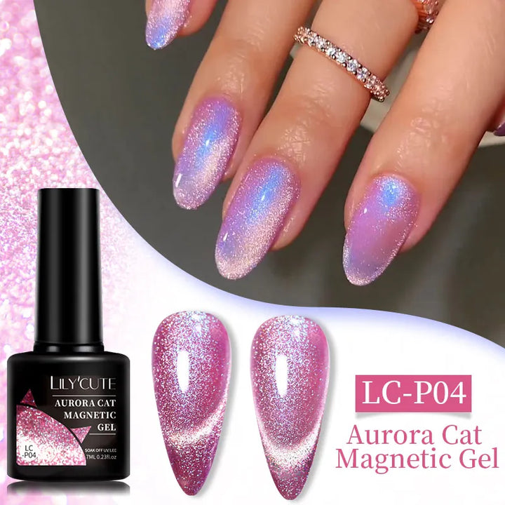 Rynx |7ML Snowlight Cat Magnetic Gel Nail Polish Grow-In-Dark Reflection Glitter Laser Semi-Permanent Soak Off UV Gel Nail Polish