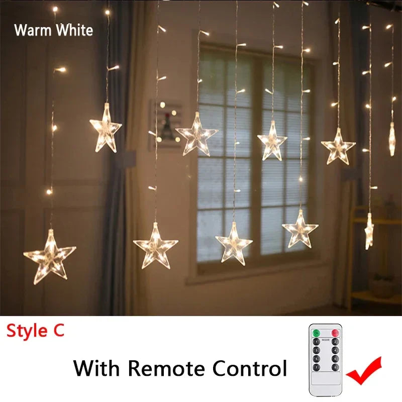 Rynx | Christmas lights 2024 light chain fairy garland curtain decoration for the holidays 2025 New Year decoration 220V/110V/battery