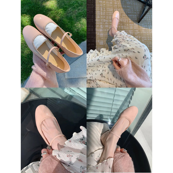 Rynx | Sneakers French Flat Women's Shoes Autumn Flat-Cut Mary Jane Shoes Single-Line Leather Shoes Ballet Singles Women
