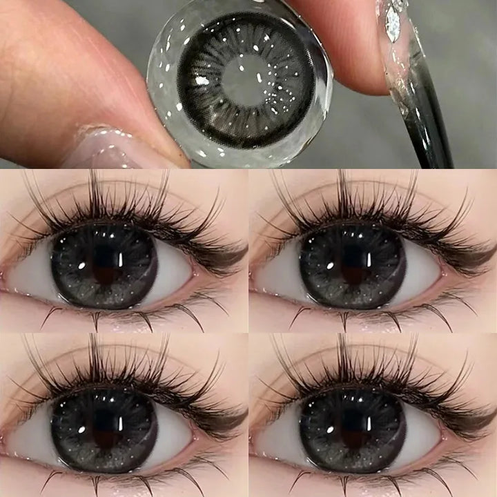 Rynx | 1 Pair Colored Contact Lenses for Eye Color Yearly Natural Amber Gray Lens Cosmetic Soft Glasses Beauty Fashion Pupil with Lenses