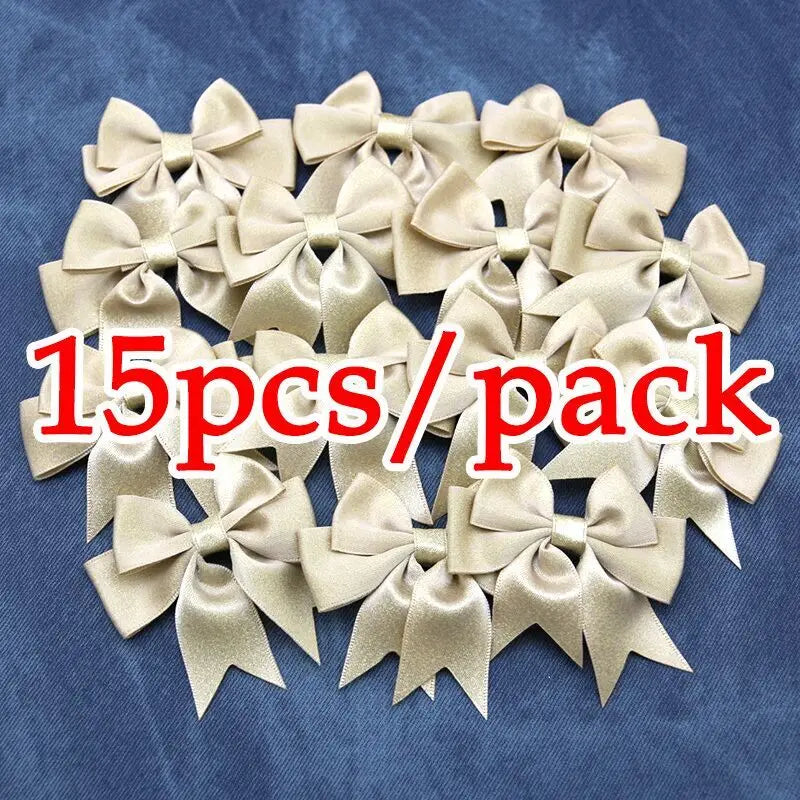Rynx | (15 pieces/pack) Size 7cm Pink gold dust bow Handmade crafts DIY gift wrapping decoration wedding party supplies