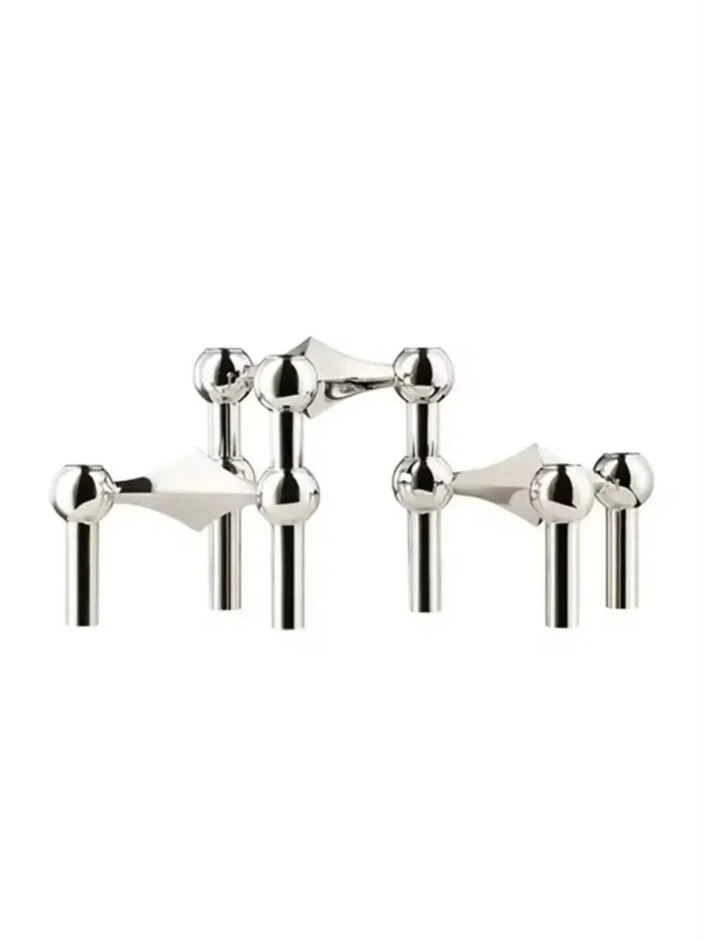 Lisslune | Modern Molecular Metal Candle Holder – Nordic-Style Silver Candle Stand for Elegant Home Decor